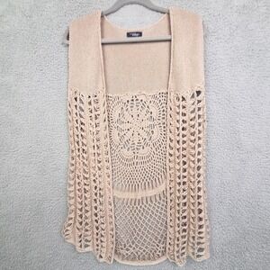 Great Northwest Indigo Vest Womens Medium‎ Knit Crochet Boho Hippie Festival